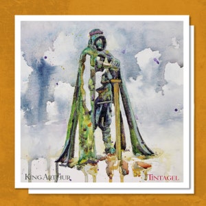 Biglietto d'auguri artistico TINTAGEL per ogni occasione - RE ARTÙ acquerello