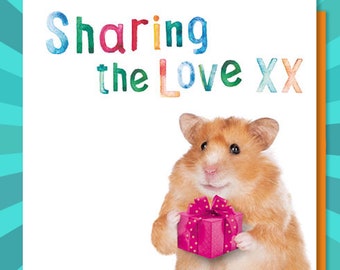 Humourous smiling hamster BIRTHDAY or GREETINGS Card