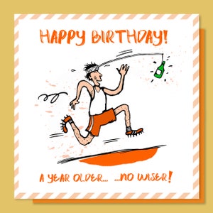 Biglietto di auguri di compleanno per UOMINI a cui piace correre o bere - divertente e originale