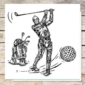 Star Wars Golfen day off - R2D2 und C3P0 humorvoll zu jeder Gelegenheit oder zum GEBURTSTAG