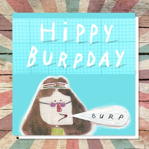 Carte d'anniversaire puntastique humoristique illustrée et décalée - style hippie
