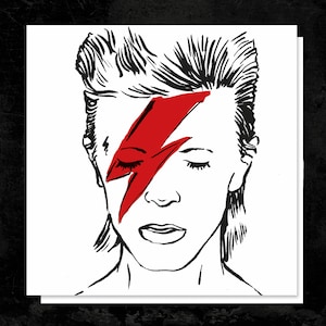 Carte d'anniversaire ou de voeux illustrée David BOWIE en toute occasion