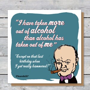 Churchill CITAZIONE contorta e biglietto di COMPLEANNO caricaturale