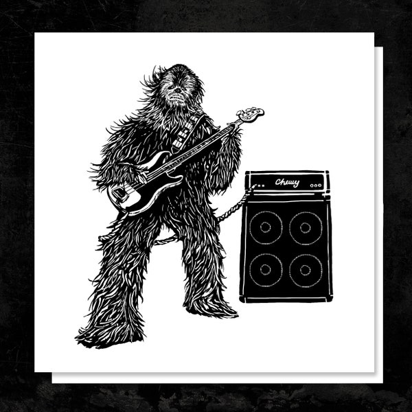 BASS guitar Star Wars mashup BIRTHDAY Card or any occasion chewbacca musician