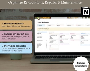 Home Organization Notion Template | Project Tracker & Renovation Planner