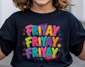 Camiseta Friyay para profesores, camiseta divertida para el viernes escolar, sudadera para estudiantes y profesores, camiseta con estampado de letras arcoíris