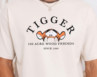 Woodland Friends Shirt, Disney Tiger Tee, Vintage Inspired Sweatshirt, Cute Tiger Hoodie, Nostalgic Character Fan Gift, Tiger V Neck Shirt