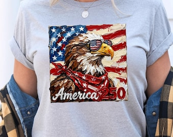 America Eagle Shirt, USA Flag T-Shirt, Patriotic V-Neck Tee, American Pride Shirt, Fourth of July Outfit, USA Graphic Shirt