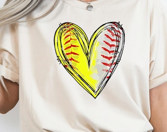Softball Heart T-Shirt, Softball Graphic Sweatshirt, Artistic Softball Shirt, Softball Mom V Neck, Game Day Tee, Cute Softball Gift