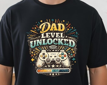 Dad Level Unlocked Shirt, Gamer Dad T-Shirt, Funny Video Game Dad Sweatshirt, Gaming Dad Gift, Retro Gamepad Tee
