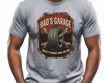 Sudadera para el garaje de papá, camiseta retro de mecánico, camiseta para el Día del Padre, regalo clásico para taller mecánico, ropa con estampado para papás con estilo.