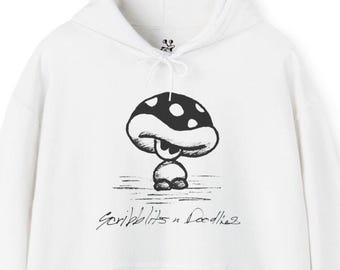 Mushroom Character Hoodie, Scribblits n Doodlies Graphic Pullover