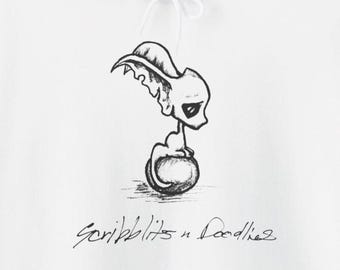 Thoughtful Creature Hoodie, Scribblits n Doodlies Character Sweater, Cottagecore Fantasy Apparel