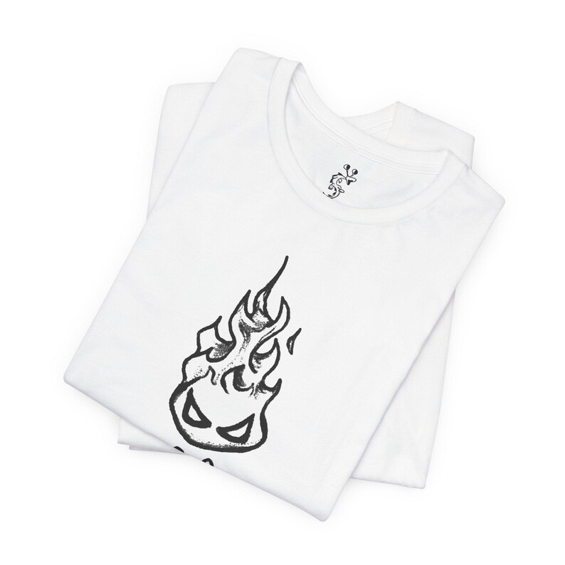 Grumpy Fireball Creature T-Shirt, Funny Fire Elemental pet, Explosive Mood Graphic Tee, Chaotic Energy Creature Shirt, Fantasy Gift #72555 zdjęcie 8