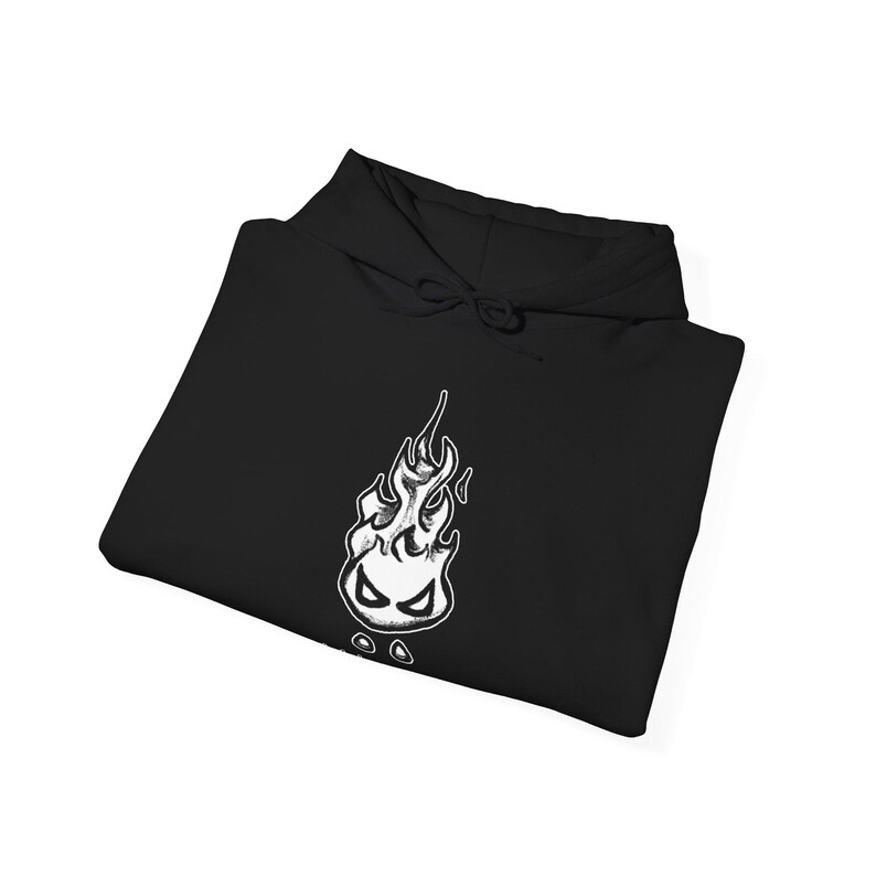 Grumpy Fireball Creature Hoodie, Funny Fire Elemental pet, Explosive Mood Graphic Sweater, Chaotic Energy Creature, Fantasy Gift #72555 image 5
