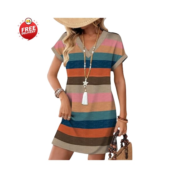 Women’s Summer T-Shirt Dress Casual Short Sleeve Beach Vacation Wedding Guest Dress