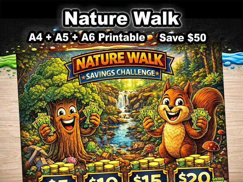 Nature Walk Savings Challenge | Kids Budgeting, Family Fun (printable ...