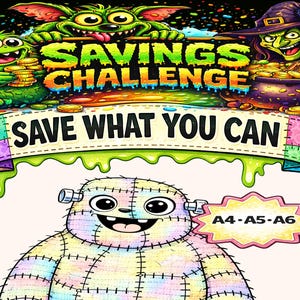 Planilha de Acompanhamento do Desafio de Poupança Patchwork | Monster Budget PDF (A4, A5, A6)