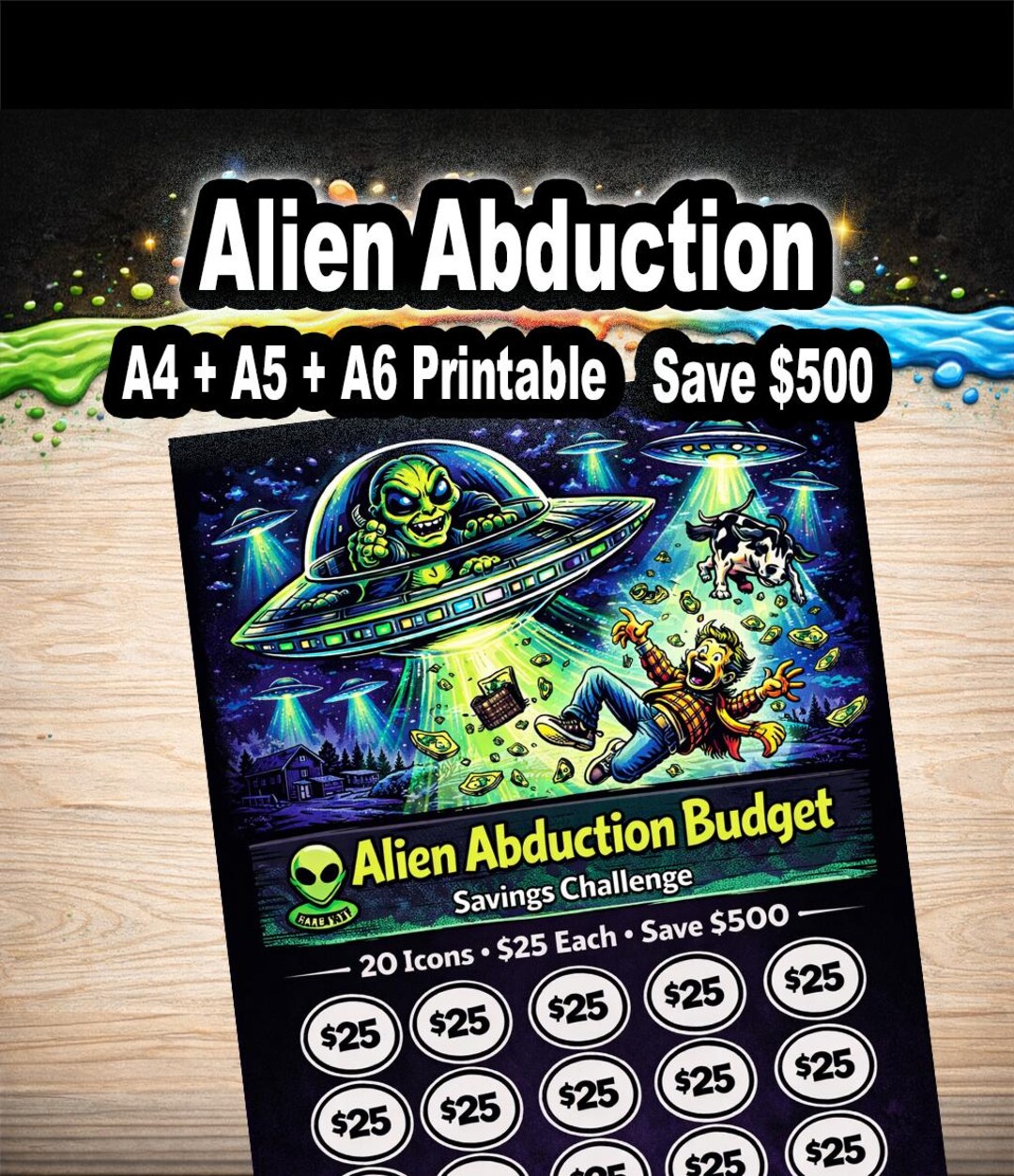 Alien Abduction Savings Challenge • Save 500 Dollars Budget Tracker ...