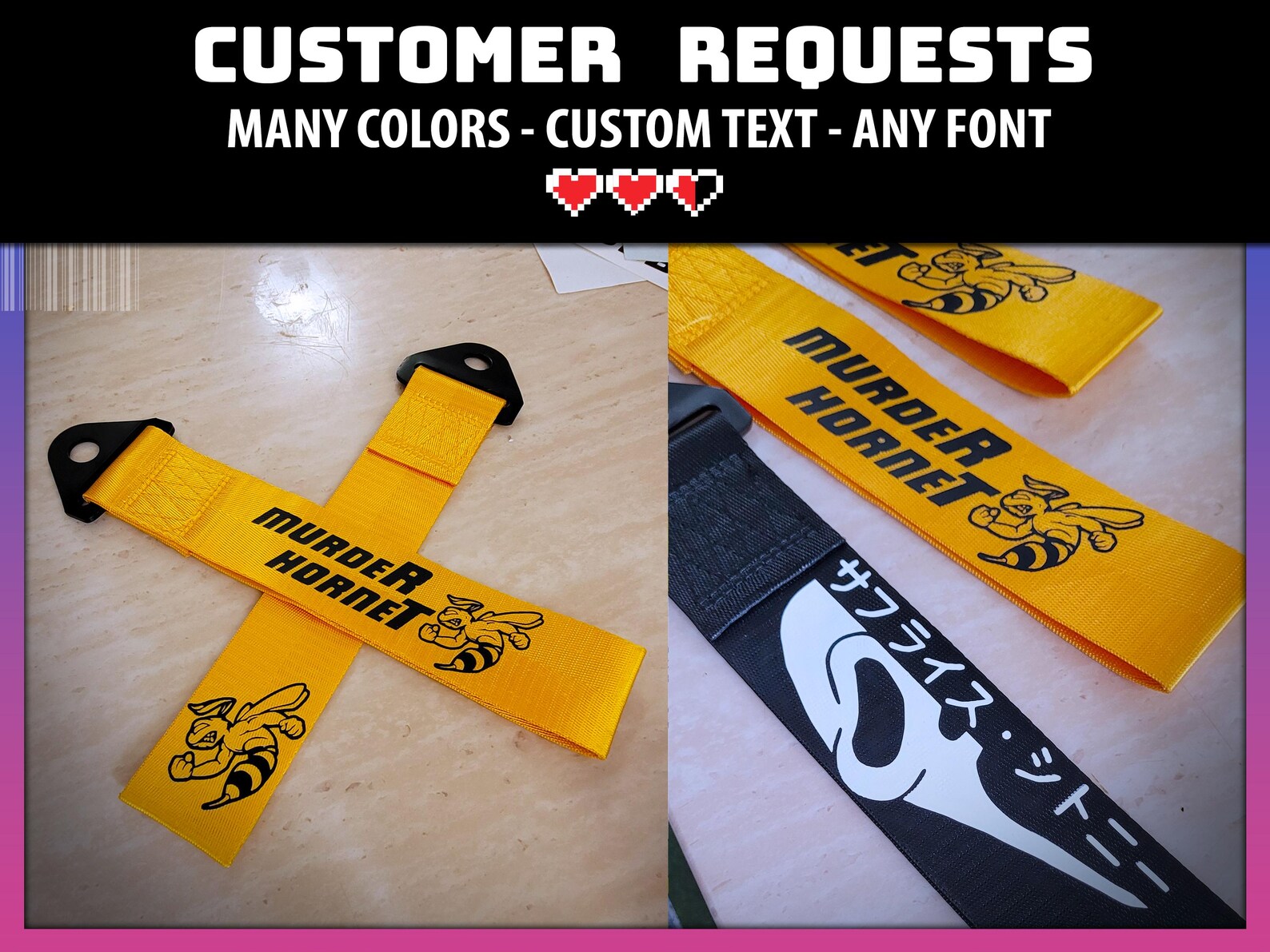 Custom JDM Tow Strap [flower Moon] - Add Text Logo Design - Many Colors ...
