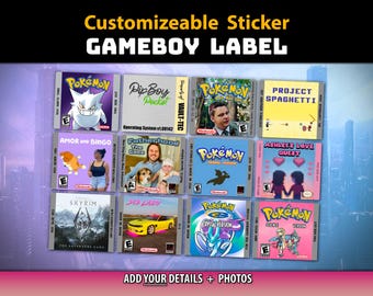 Gameboy Cartridge Customizable Sticker - Full Color Decal Funny Prank Gift Nintendo