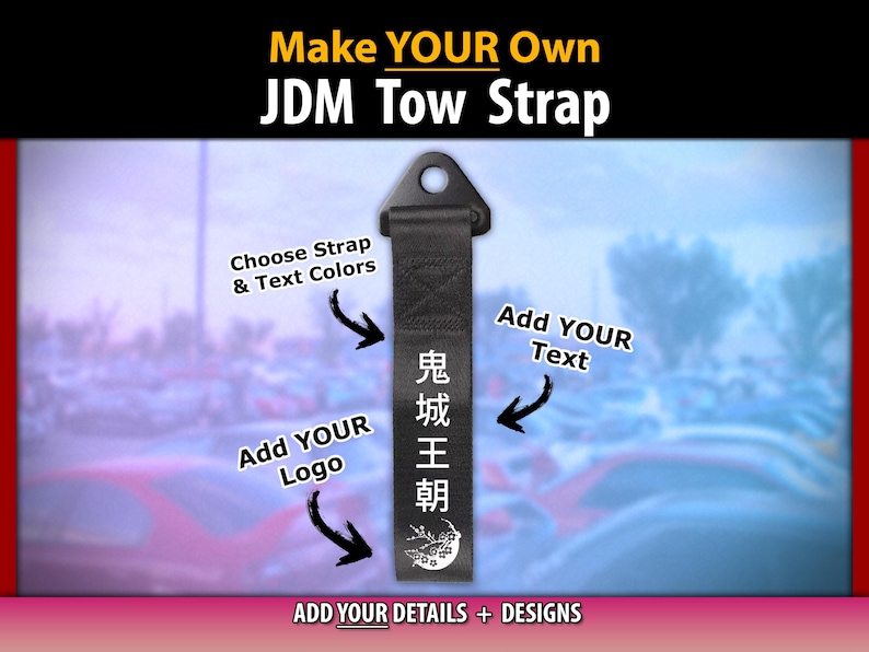 Custom JDM Tow Strap [flower Moon] - Add Text Logo Design - Many Colors ...