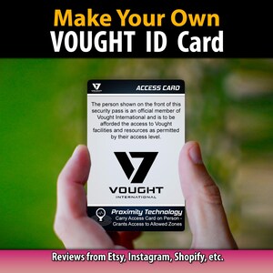Peut inclure: Une carte d'identit&eacute; Vought est tenue dans les mains d'une personne. La carte pr&eacute;sente le logo Vought International et le texte "ACCESS CARD". La carte indique que la personne est membre officiel et a acc&egrave;s aux installations Vought.