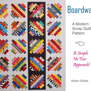 Boardwalk Modern Quilt Pattern, Scrap Quilt, Throw Quilt, Lap Quilt, Wall Quilt, 51 x 63 PDF Instant Download Pattern image 1