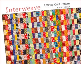 Interweave Quilt Pattern, Scrap Quilt Pattern, Strip Quilt Pattern, Patchwork, Quilt Tutorial, Twin Quilt, 65" x 71"