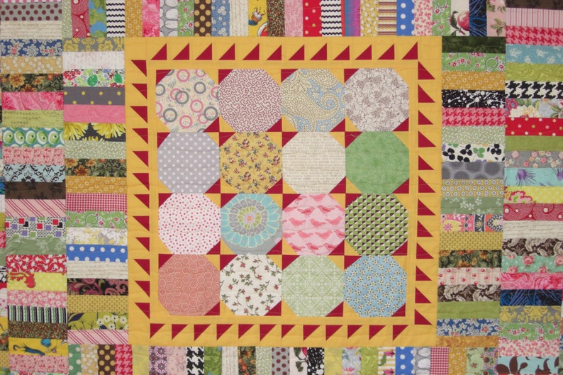 Sunshine Quilt Pattern, Easy Quilt Pattern, Scrap Quilt, String Quilt, Stash Buster, Twin Bed Quilt, 60 x 76, PDF Pattern image 2