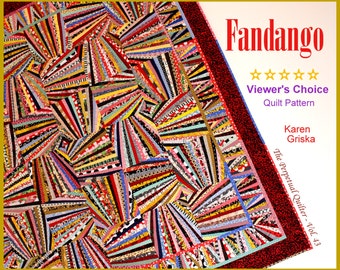 Fandango Quilt Pattern, Art Quilt, Wall Quilt, String Quilt, Scrap Quilt, 66" x 66," You Can Do This! qtm