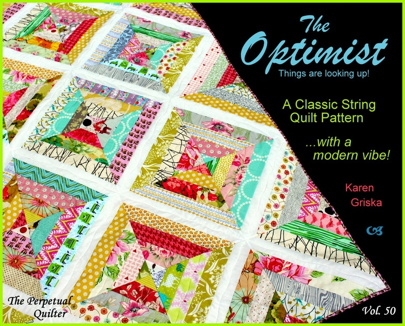 Optimist Quilt Pattern, Modern Quilt, String Quilt, Scrap Quilt, Easy Quilt image 1