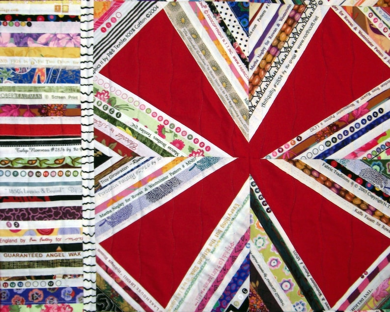 Red Zinger Selvage Quilt Pattern, Easy Quilt Pattern, Upcycle, Recycle, PDF Quilt Pattern, Instant Download, 63 x 63 image 5