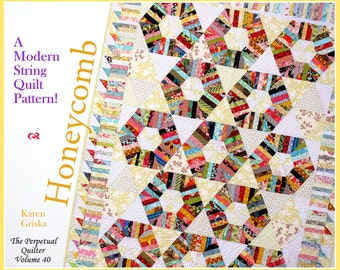 Honeycomb Quilt Pattern, String quilt pattern, Modern quilt pattern, Twin quilt pattern, Instant Download, qtm