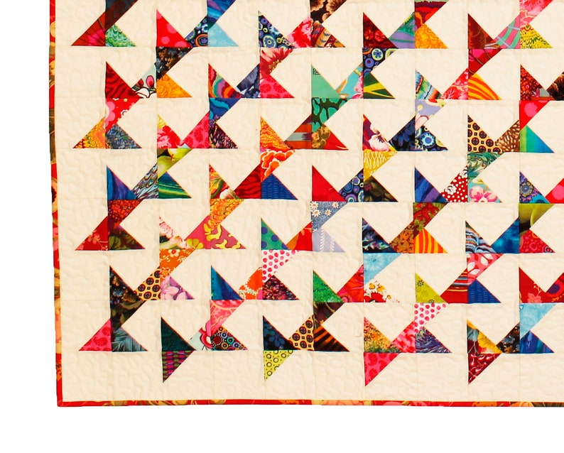 Trumpet Vine Quilt Pattern, Modern Quilt, Scrap Quilt, Patchwork, Lap Quilt, Instant Download, 47 x 54 image 7