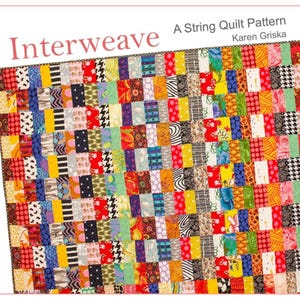 Interweave Quilt Pattern, Scrap Quilt Pattern, Strip Quilt Pattern, Patchwork, Quilt Tutorial, Twin Quilt, 65&quot; x 71&quot;