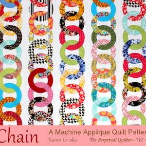 Chain Quilt Pattern, Raw Edge Applique Quilt Pattern, Instant Download, Scrap Quilt Pattern, Easy Quilt Pattern image 1