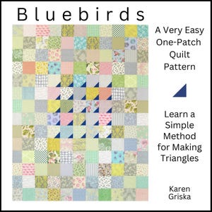 Bluebirds Quilt Pattern, Modern Quilt Pattern, Easy Quilt, Scrap Quilt, PDF, Immediate Delivery, qtm