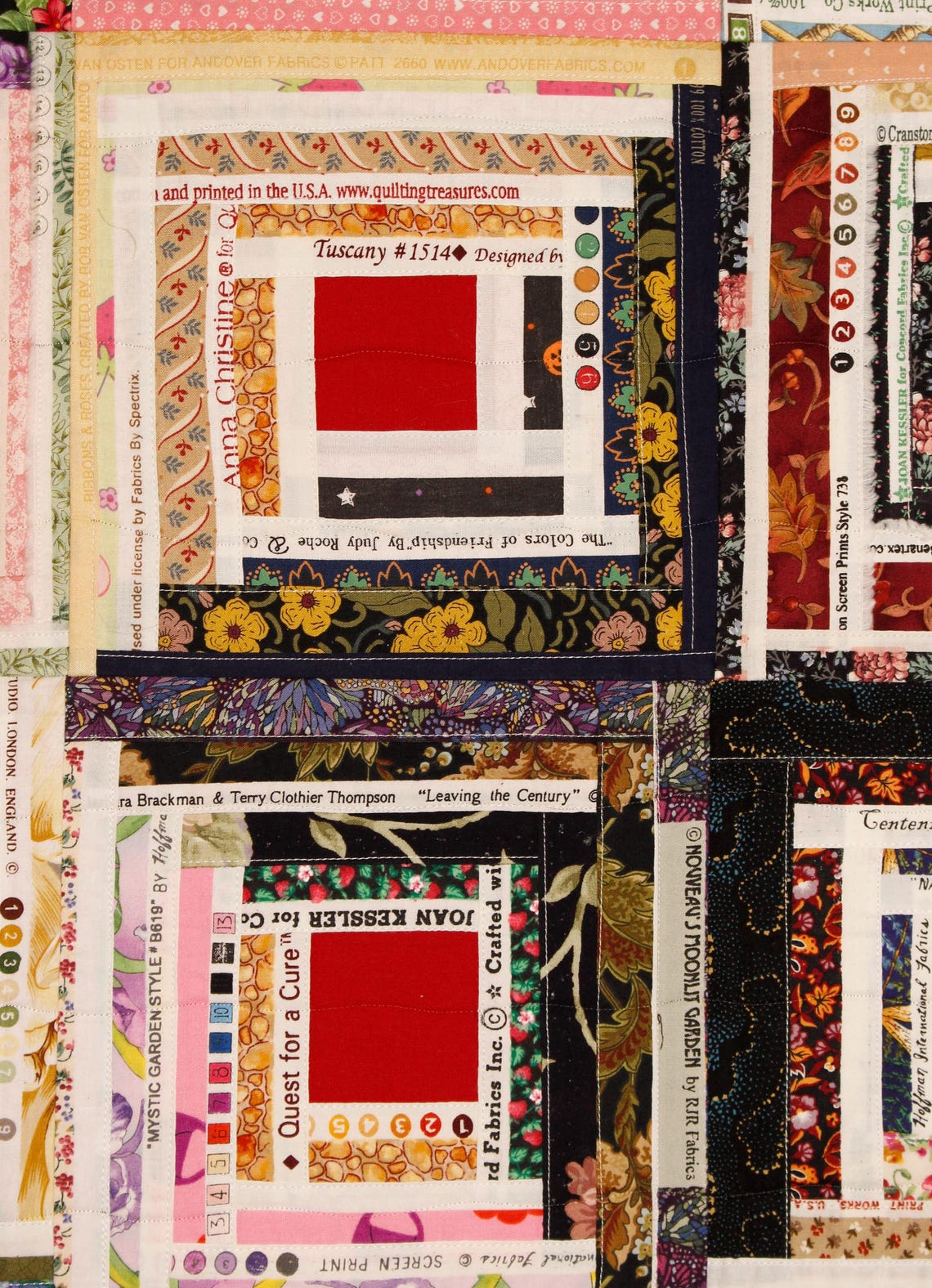 Traveler’s Rest Quilt Pattern, Selvage Log Cabin Scrap Quilt, Easy No ...