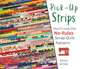 Modello per trapunta Pick-Up Strips: trapunta facile con ritagli di stoffa (download PDF)