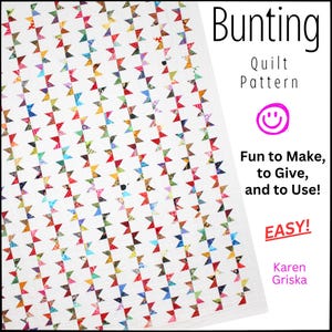 Bunting Quilt Pattern, Modern Quilt, Scrap Quilt, Easy Quilt, PDF, instant download, Upcycle, Recycle