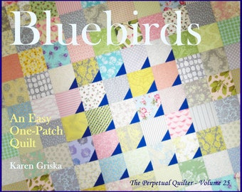 Bluebirds Quilt Pattern, Modern Quilt Pattern, Easy Quilt, Scrap Quilt, PDF, Immediate Delivery, qtm