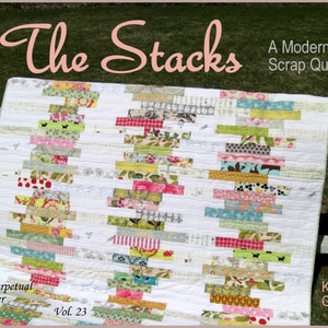 The Stacks Quilt Pattern, Modern Quilt Pattern, Scrap Quilt Pattern, Easy Quilt Pattern, PDF Quilt Pattern, Twin Bed Quilt, Garden Quilt