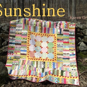 Sunshine Quilt Pattern, Easy Quilt Pattern, Scrap Quilt, String Quilt, Stash Buster, Twin Bed Quilt, 60 x 76, PDF Pattern image 1