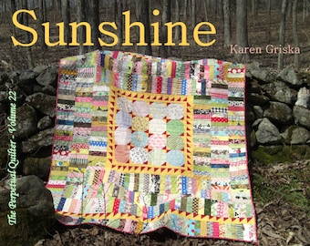 Sunshine Quilt Pattern, Easy Quilt Pattern, Scrap Quilt, String Quilt, Stash Buster, Twin Bed Quilt,  60" x 76," PDF Pattern