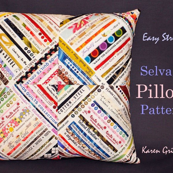 Easy Street Selvage Pillow Pattern, Quilt Fabric Upcycling Art, DIY Project, Home Decor, 16" x 16", Digital PDF, Start Creating Now!