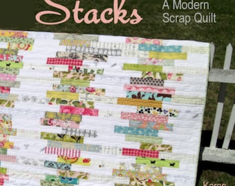 The Stacks Quilt Pattern, Modern Scrap Twin Quilt (PDF Pattern)