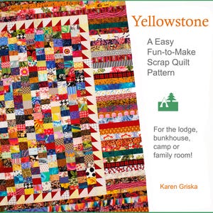 Yellowstone Quilt Pattern, Easy Quilt Pattern, Scrap Quilt Pattern, Extra Long Twin Bed Quilt Pattern, Patchwork, pdf, 60&quot; x 80&quot;