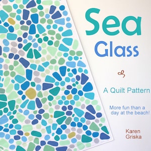 Sea Glass Quilt Pattern, Fusible Applique Quilt Pattern, Art Quilt, Wall Quilt, Beach Quilt, Ocean Quilt
