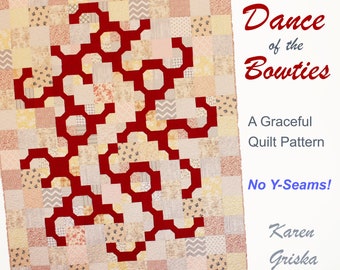 Dance of the Bowties, Simple, No Y-Seams, Patchwork Quilt Pattern, Instant Download pdf, 60" x 75"